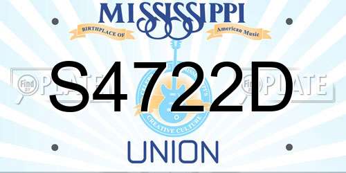 S4722D Mississippi License Plate