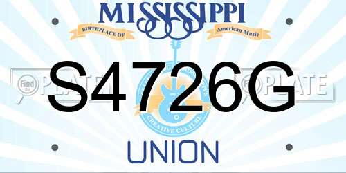 S4726G Mississippi License Plate