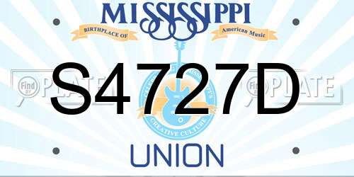 S4727D Mississippi License Plate