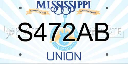 S472AB Mississippi License Plate