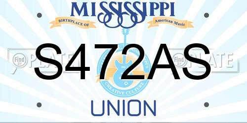 S472AS Mississippi License Plate