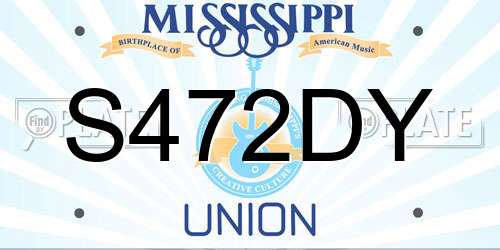 S472DY Mississippi License Plate