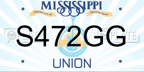S472GG Mississippi License Plate