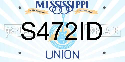 S472ID Mississippi License Plate