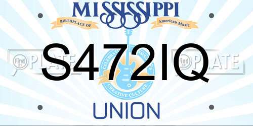 S472IQ Mississippi License Plate