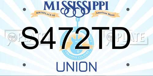 S472TD Mississippi License Plate