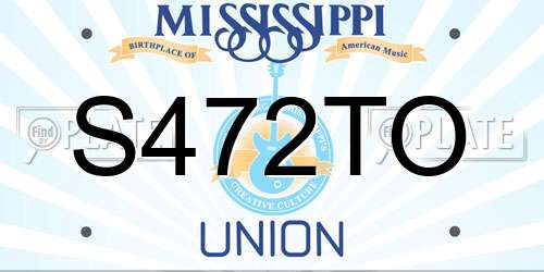 S472TO Mississippi License Plate