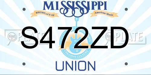S472ZD Mississippi License Plate