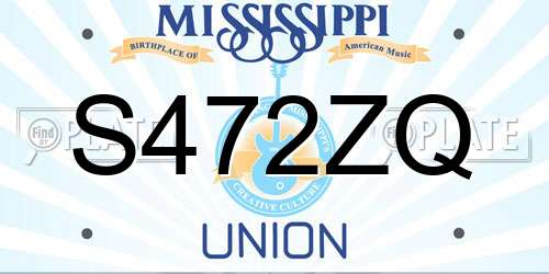 S472ZQ Mississippi License Plate
