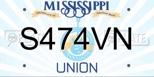 S474VN Mississippi License Plate