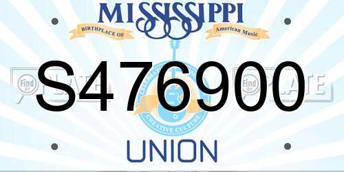 S476900 Mississippi License Plate