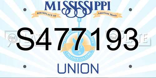 S477193 Mississippi License Plate