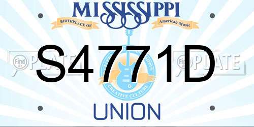 S4771D Mississippi License Plate