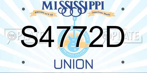 S4772D Mississippi License Plate