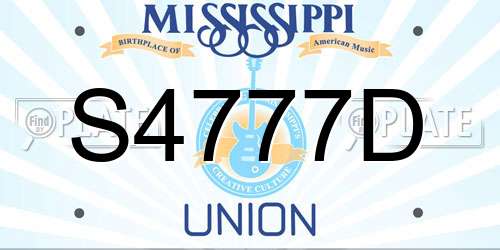 S4777D Mississippi License Plate