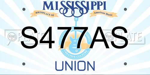 S477AS Mississippi License Plate