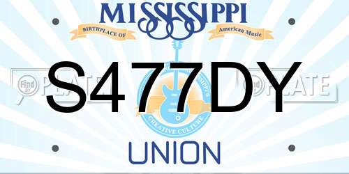 S477DY Mississippi License Plate