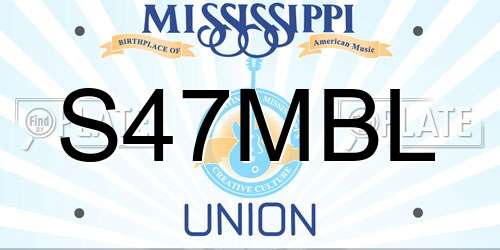 S47MBL Mississippi License Plate