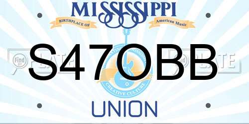 S47OBB Mississippi License Plate