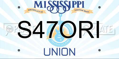 S47ORI Mississippi License Plate