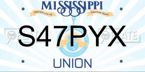 S47PYX Mississippi License Plate