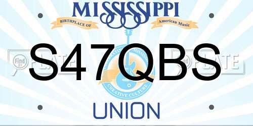 S47QBS Mississippi License Plate