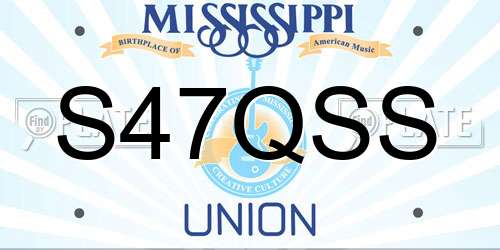 S47QSS Mississippi License Plate