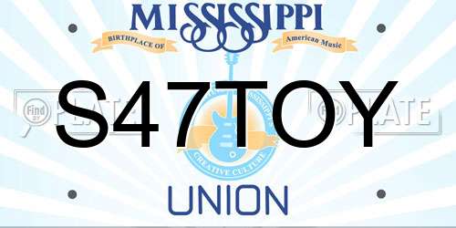 S47TOY Mississippi License Plate