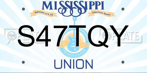 S47TQY Mississippi License Plate