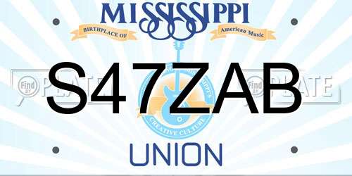 S47ZAB Mississippi License Plate