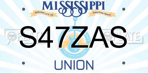 S47ZAS Mississippi License Plate