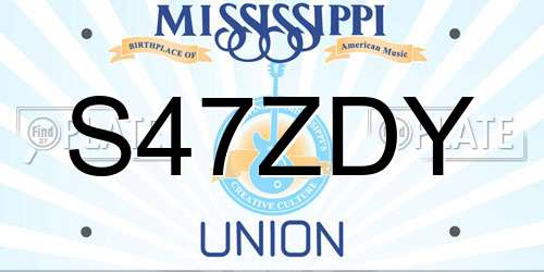 S47ZDY Mississippi License Plate