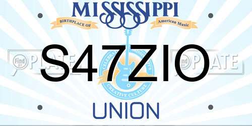 S47ZIO Mississippi License Plate