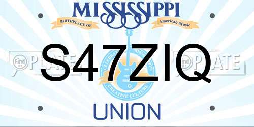 S47ZIQ Mississippi License Plate