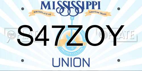 S47ZOY Mississippi License Plate