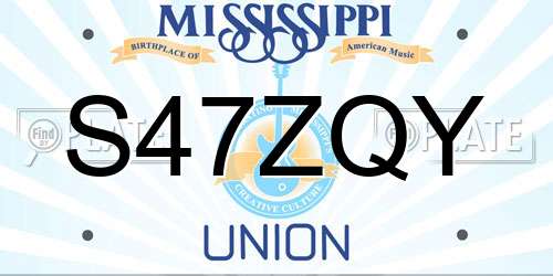 S47ZQY Mississippi License Plate