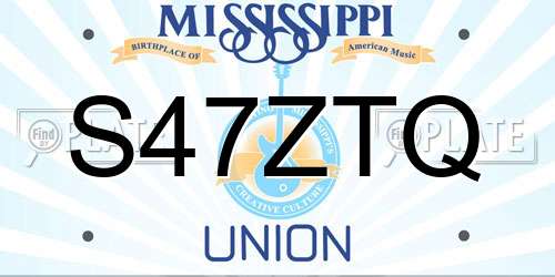 S47ZTQ Mississippi License Plate