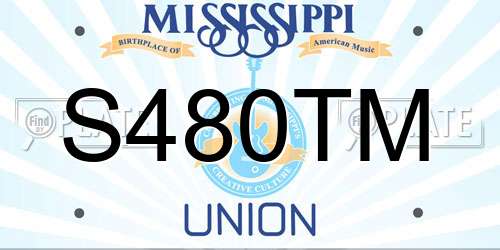 S480TM Mississippi License Plate