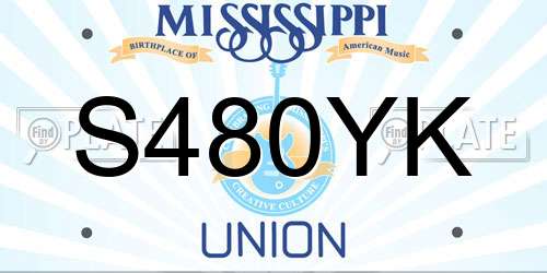 S480YK Mississippi License Plate