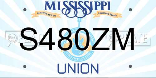 S480ZM Mississippi License Plate