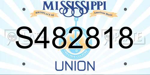 S482818 Mississippi License Plate