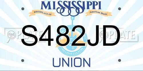 S482JD Mississippi License Plate