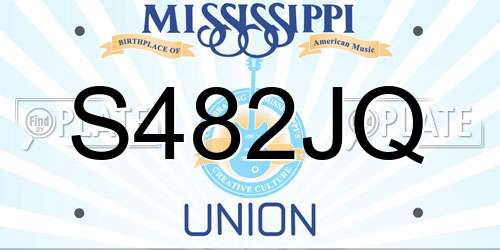S482JQ Mississippi License Plate