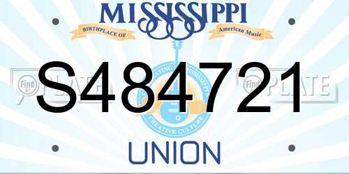 S484721 Mississippi License Plate