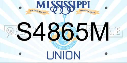S4865M Mississippi License Plate