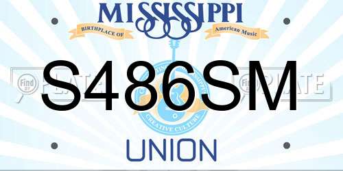 S486SM Mississippi License Plate