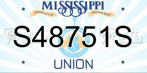 S48751S Mississippi License Plate