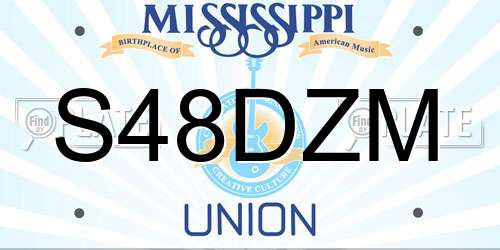 S48DZM Mississippi License Plate