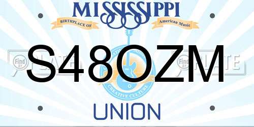 S48OZM Mississippi License Plate