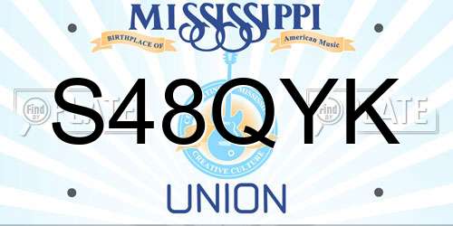 S48QYK Mississippi License Plate